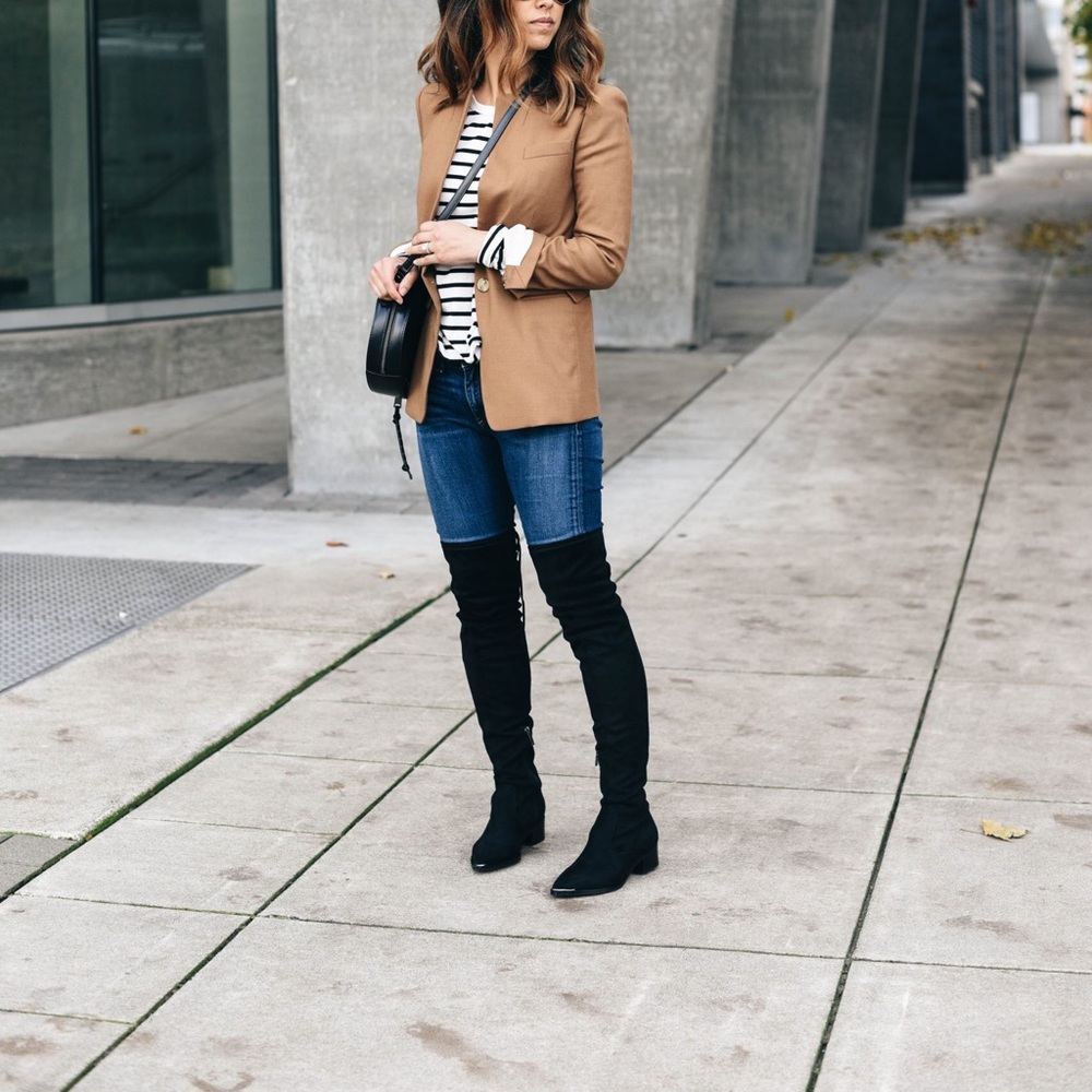 Over the knee black suede boots